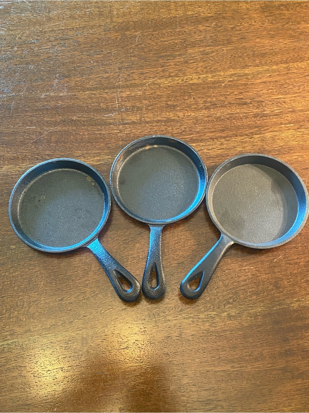 Set of 3 Small Size 5-Inch Cast Iron Skillets